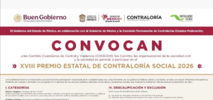 EDOMÉX CONVOCA AL PREMIO ESTATAL DE CONTRALORÍA SOCIAL CON PREMIOS DE HASTA 15 MIL PESOS
