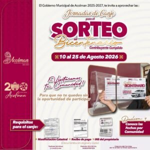 LANZAN JORNADAS DE CANJE MUNICIPALES EN ACOLMAN CON INCENTIVOS PARA CONTRIBUYENTES