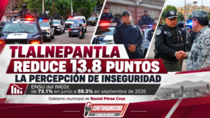 LA ENSU REPORTA CAÍDA DE 13.8 PUNTOS EN LA PERCEPCIÓN DE INSEGURIDAD EN TLALNEPANTLA
